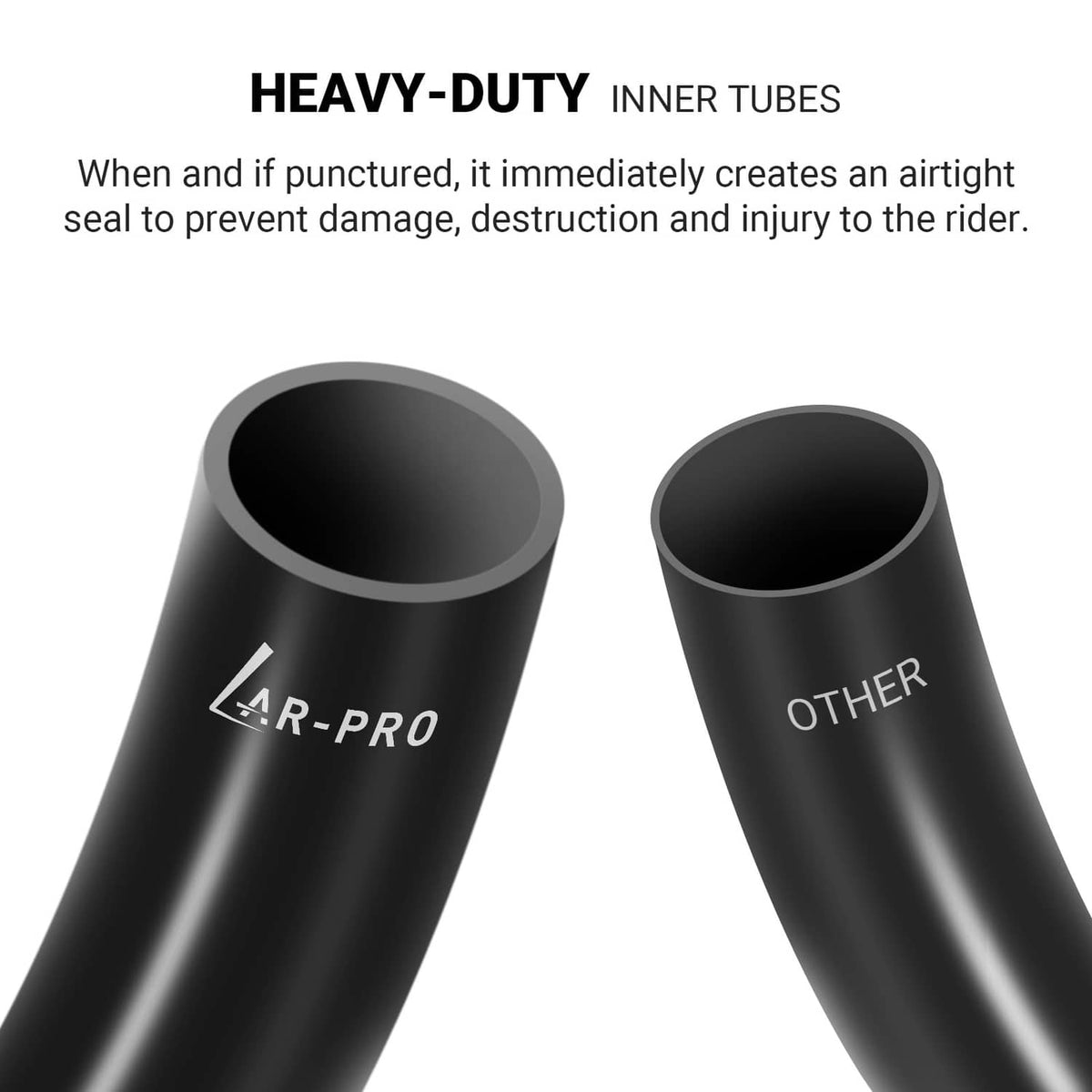 Black heavy-duty scooter inner tubes (2-pack) with reinforced sidewalls and markings