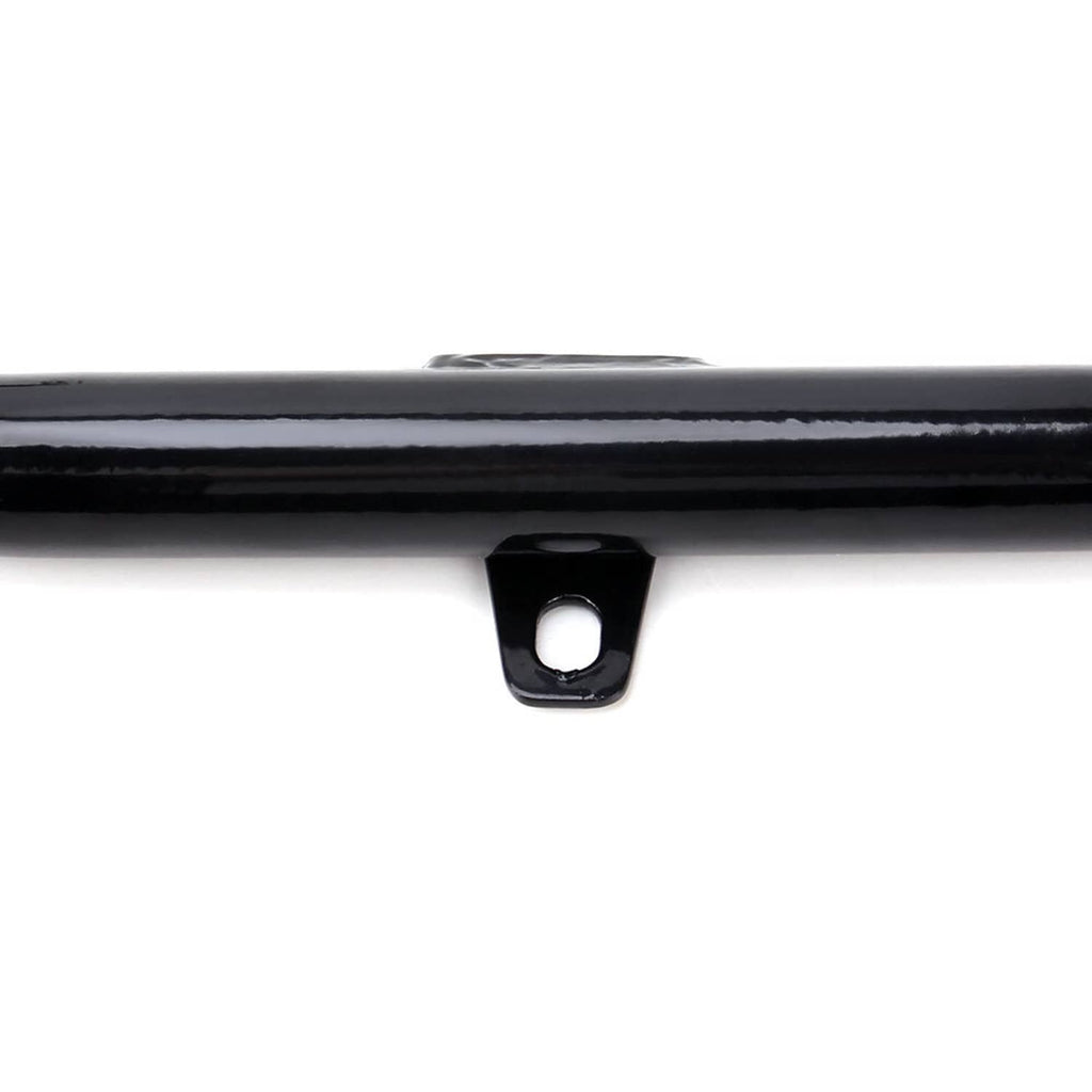 Motorcycle engine crash guard bar end bracket with circular mounting hole