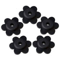 Black flower-shaped rubber flag stop set, with center hole for flagpoles