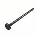 Front drive shaft with splined yoke and U-joint end, black metal