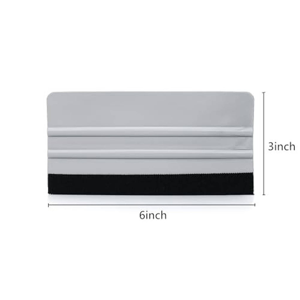 Gray window tint squeegee with felt pad, 6-inch width and 3-inch height