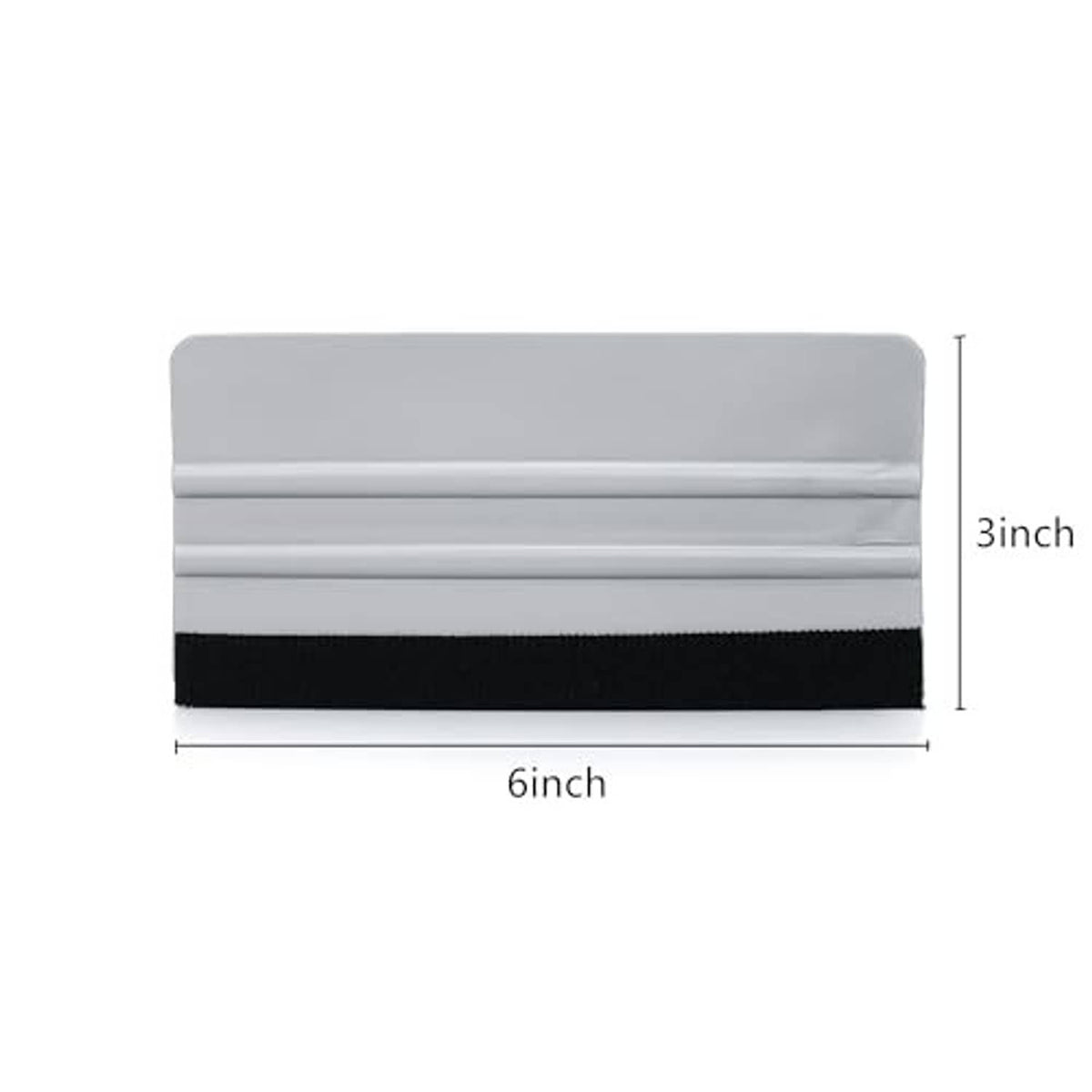 Gray window tint squeegee with felt pad, 6-inch width and 3-inch height