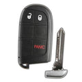 Black key fob replacement with lock, unlock, and red panic button; metal key blade