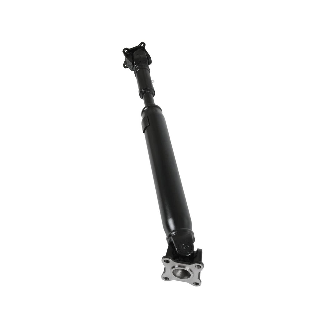 Front prop shaft assembly vertical view, dark driveshaft with flange base