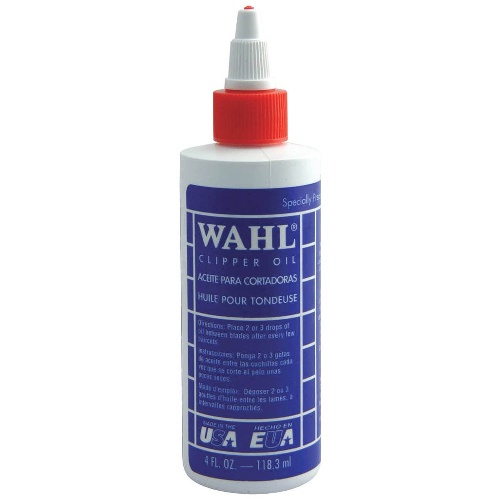 Clipper oil bottle with red nozzle cap and blue label, 118 ml