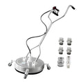 Pressure washer surface cleaner head with 4 caster wheels and long handle, red control nozzle