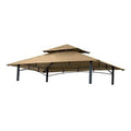 Khaki grill gazebo replacement canopy roof with black metal frame, 5x8 size
