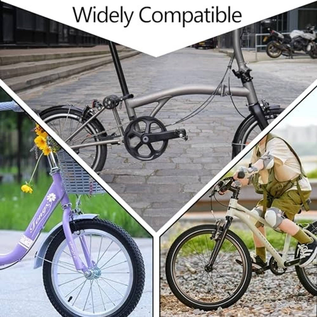 Bicycle inner tube compatibility shown with small folding and city bike wheels
