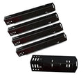 Black grill heat plate set with perforated holes on long rectangular plates