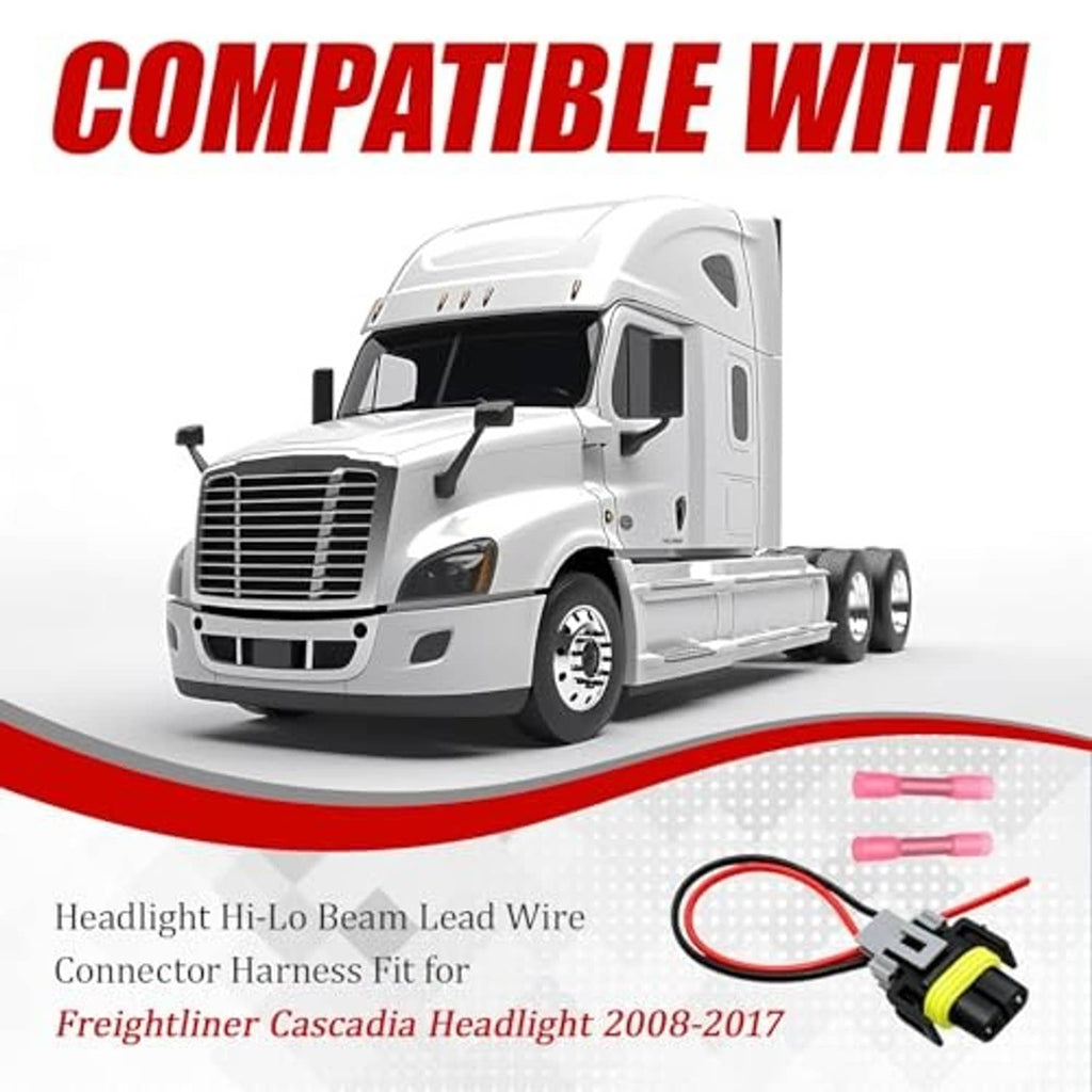 Headlight lead wire connector harness with pink terminal insulators and black/red leads