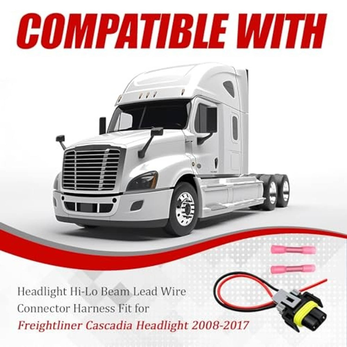 Headlight lead wire connector harness with pink terminal insulators and black/red leads