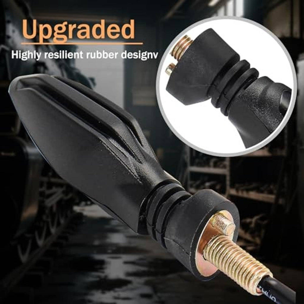 LED motorcycle turn signal with resilient rubber end cap and threaded mounting stem