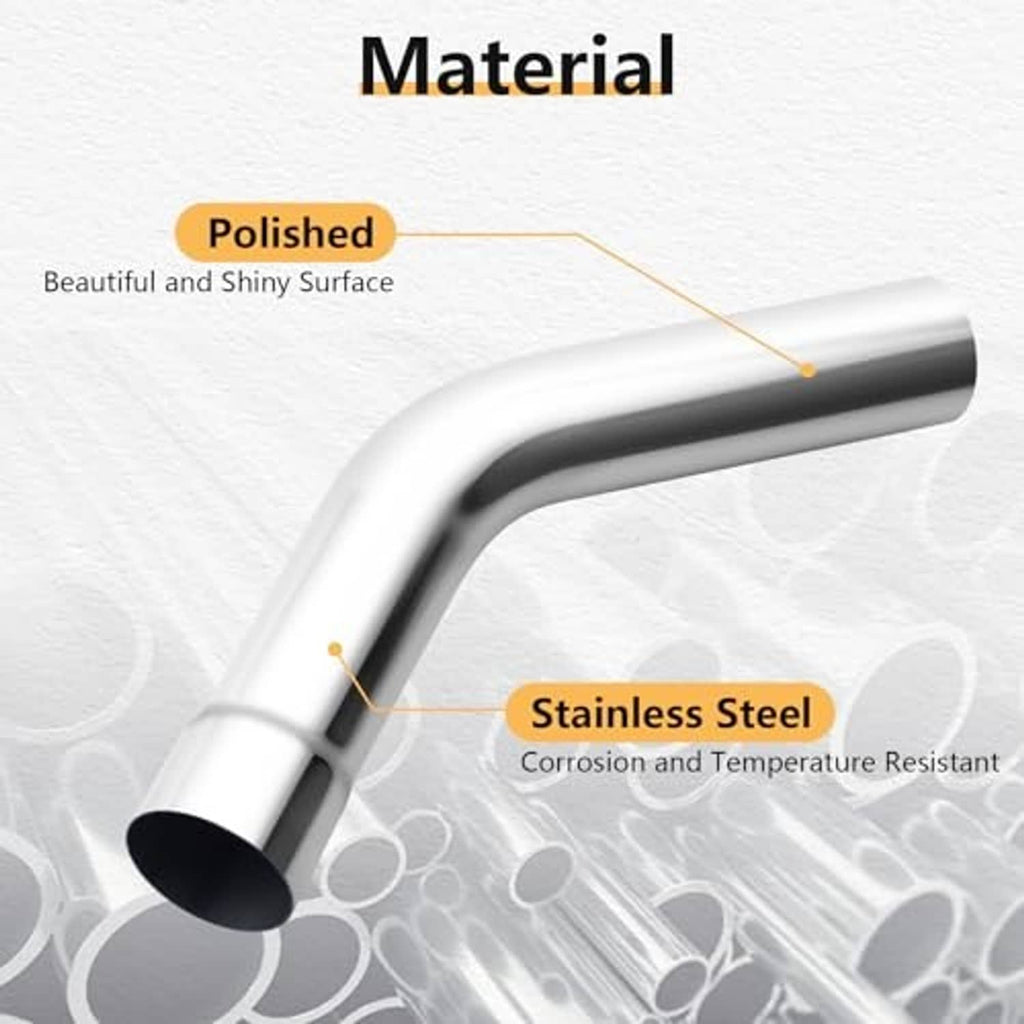Polished stainless steel 45-degree exhaust tube with dark 2.25 in end opening