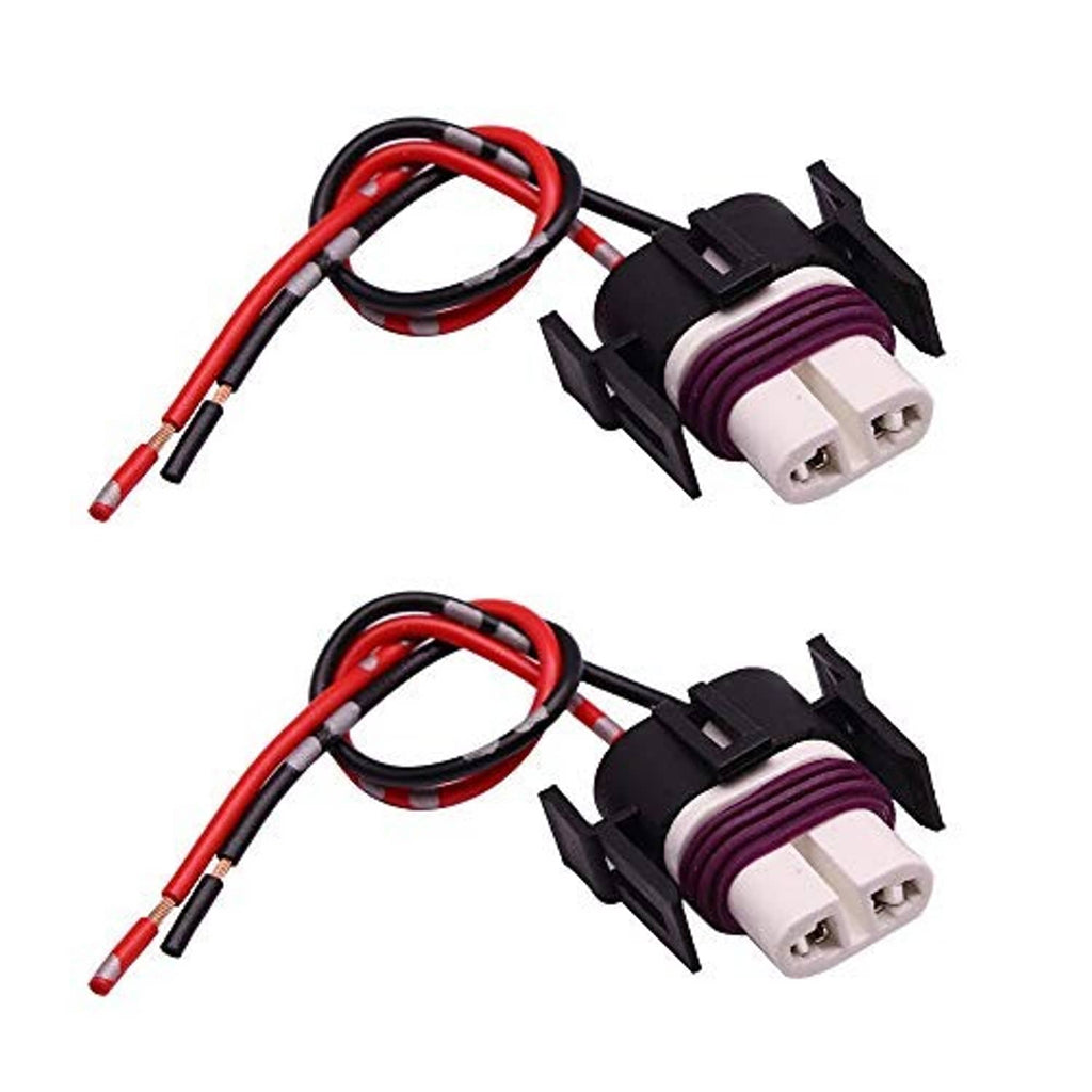 H11 ceramic socket plug connector with red/black wires and purple insulator ring