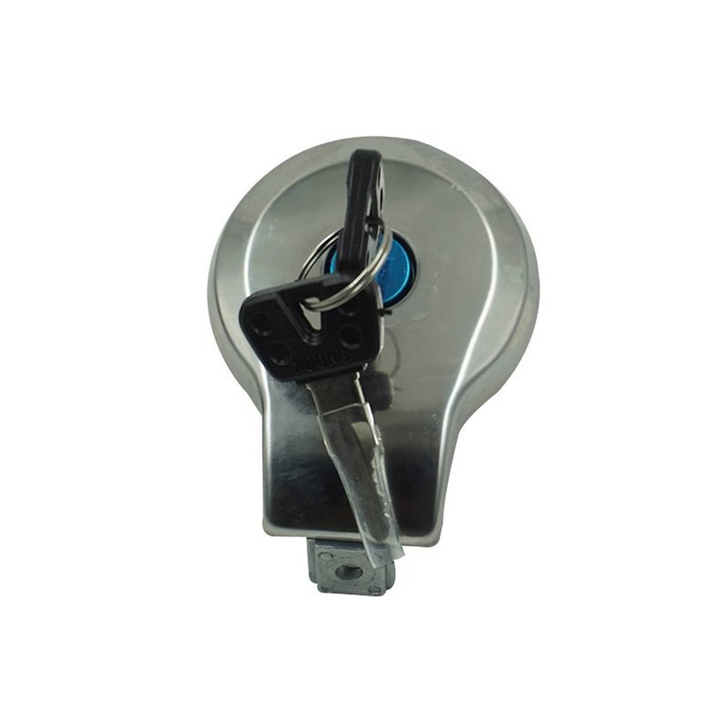 Ignition switch lock with metal bracket and key, round silver cover