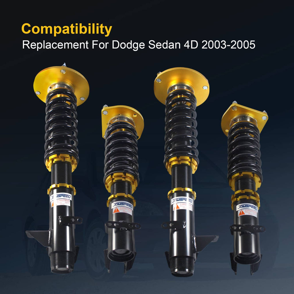 Four-piece coilover shock absorber kit with gold top mounts and black springs