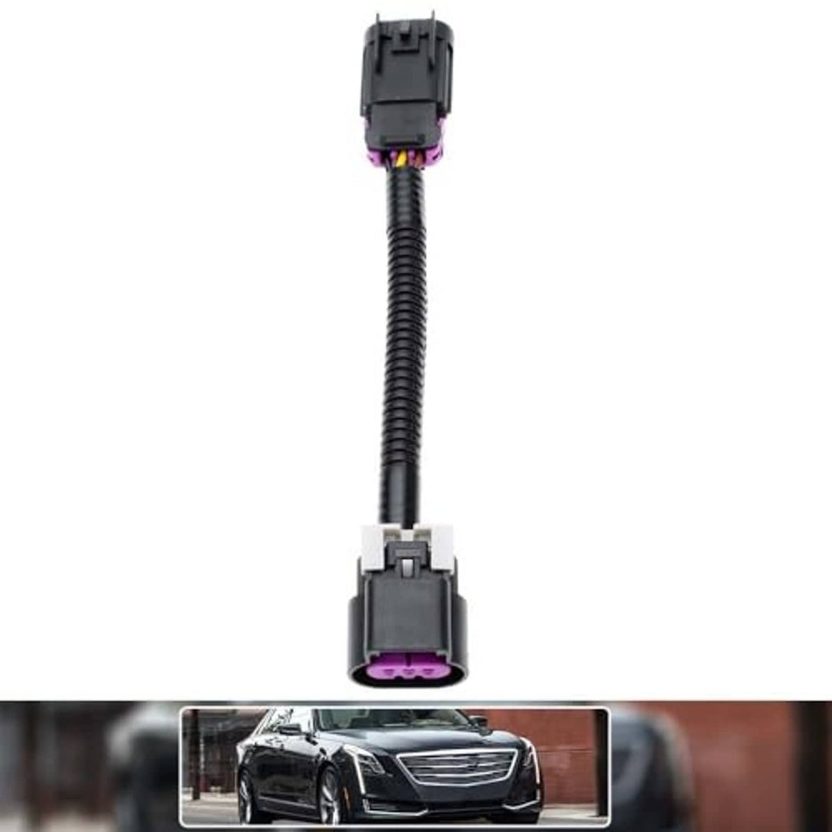 Auto start-stop eliminator wiring harness with inline connectors and purple 3-pin plug