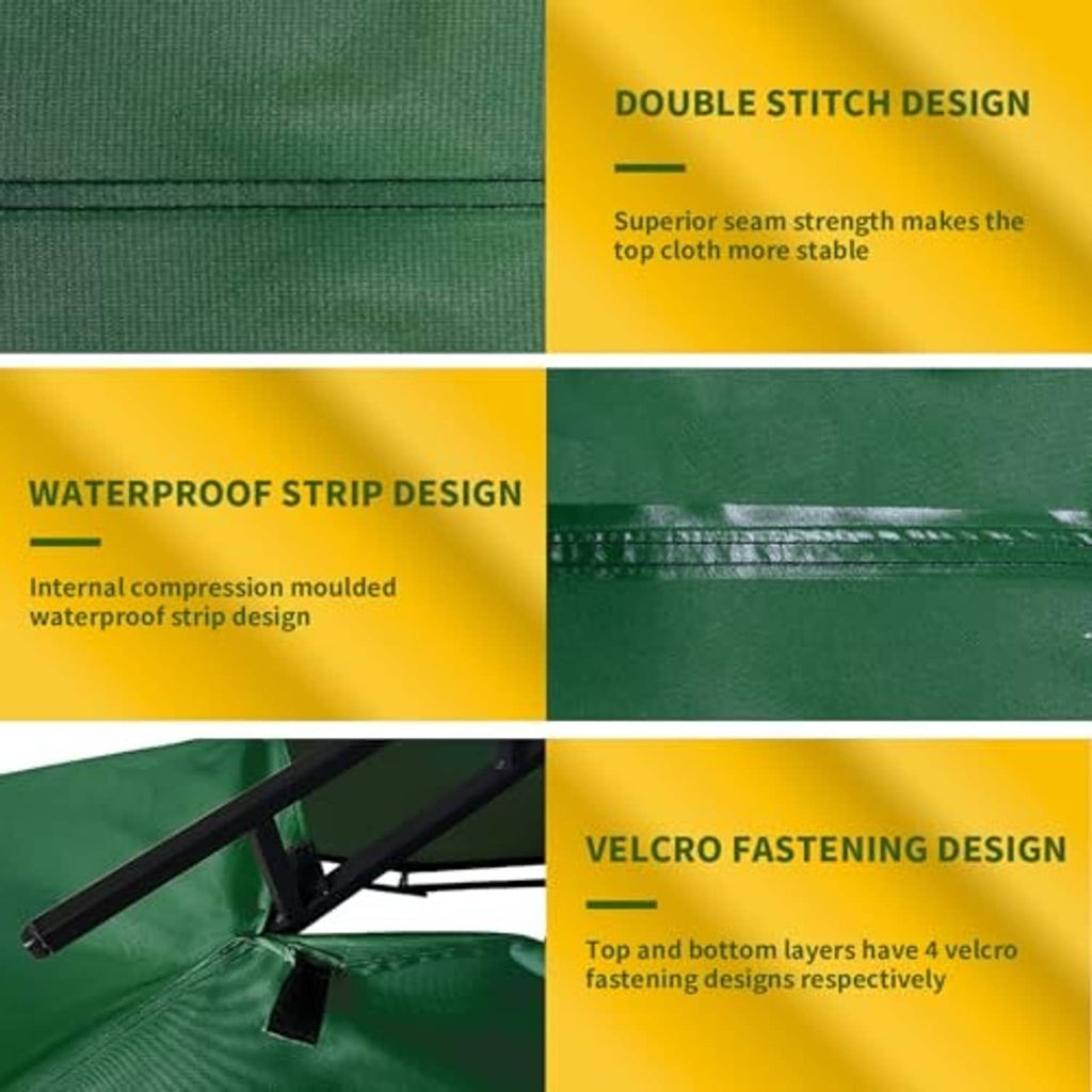 Forest green double-stitched waterproof canopy fabric with Velcro fastening