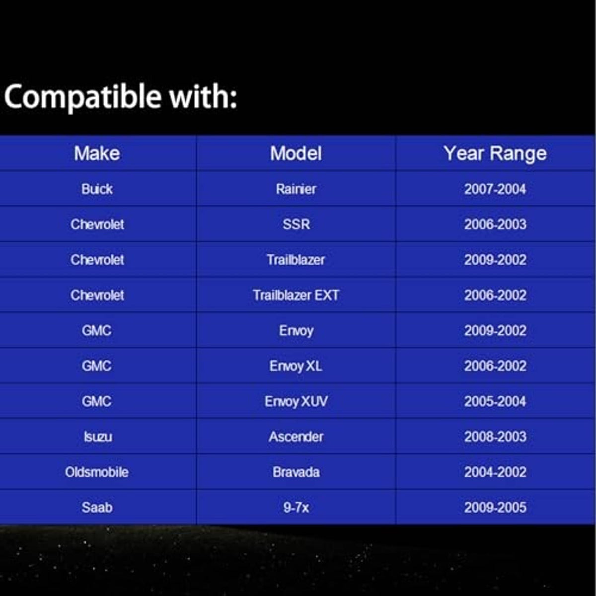 Compatibility chart for front ball joints covering select Buick, Chevrolet, GMC, Isuzu, Oldsmobile