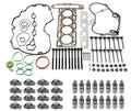 Head gasket and valve lifter set with rocker hardware, bolts, and assorted seal rings
