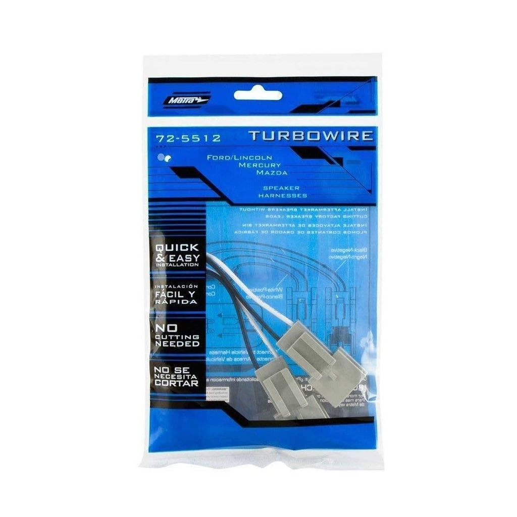 Speaker harness cable assembly retail pack with blue graphic and gray connector