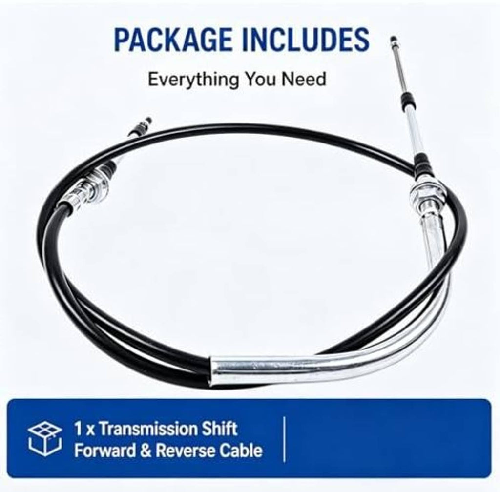 Golf cart transmission shift cable, black loop with two silver cable end fittings