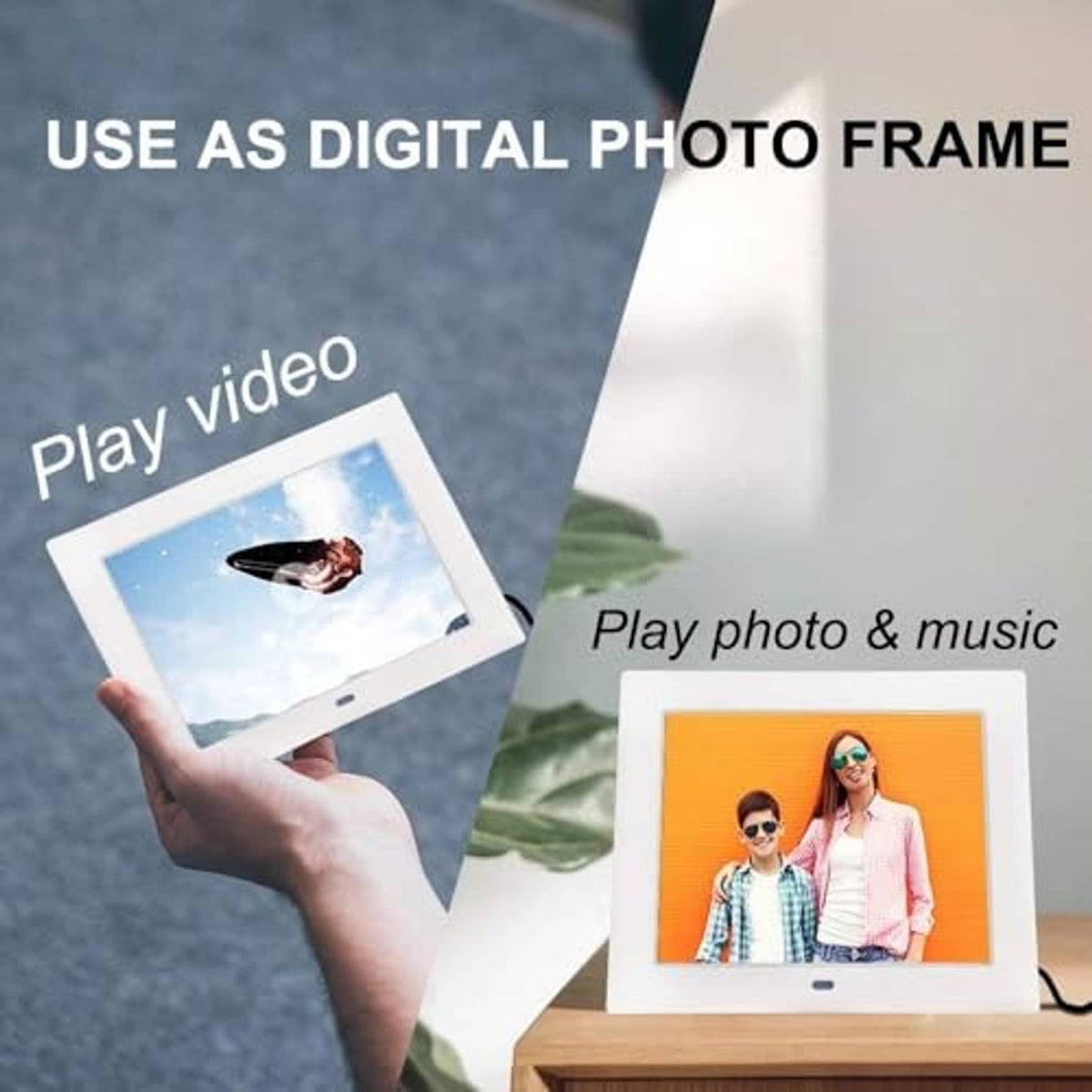 Digital clock acting as photo frame with picture and music playback screen