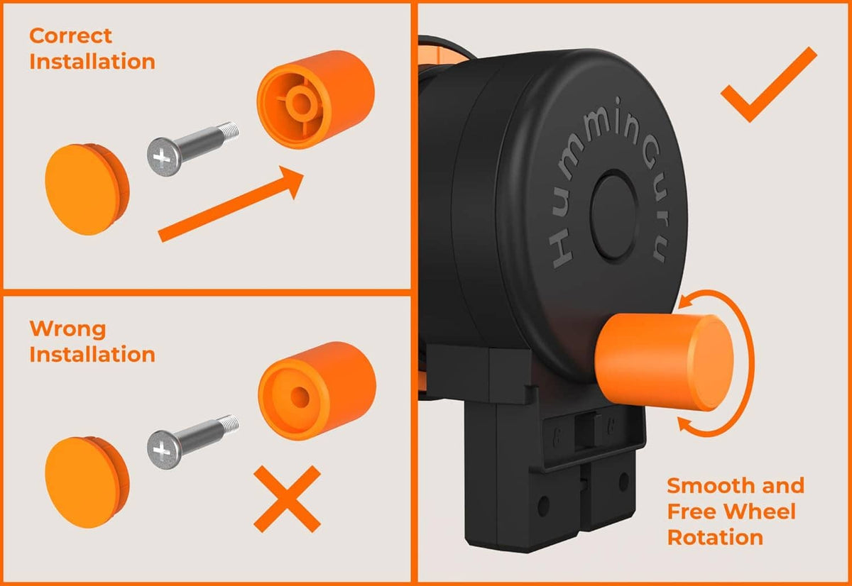 Vinyl record washer orange handle showing correct and wrong installation