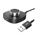 Matte black charging dock with circular top and USB-C cable connection