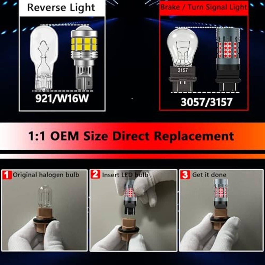 LED replacement bulbs with clear glass lens and multi-LED array, plus base details