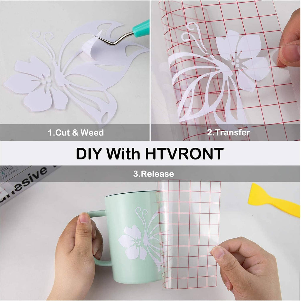 White vinyl transfer process with cut butterfly design and release sheet