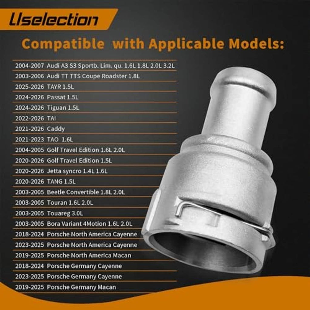 Aluminum quick connector cooling hose flange, silver, angled view with inner seal