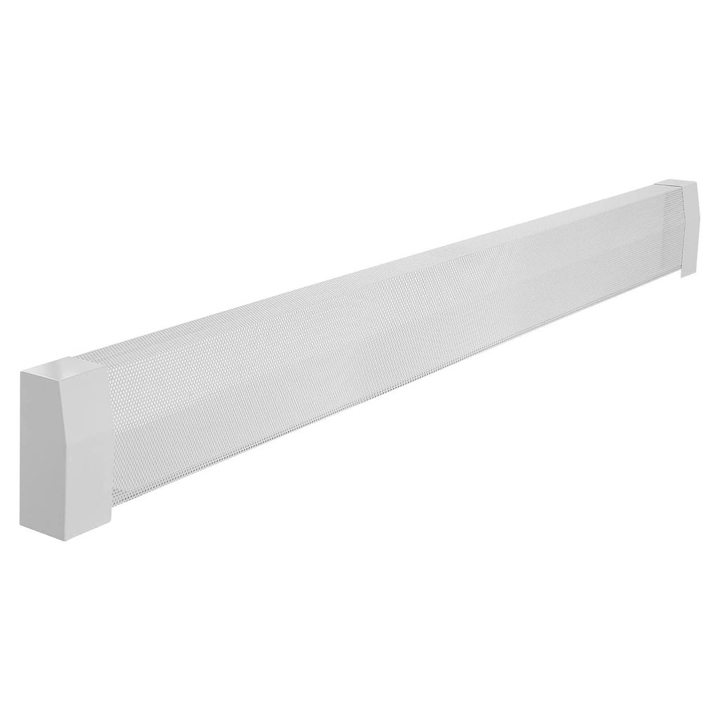 White baseboard heater cover with vented grille and square side end caps