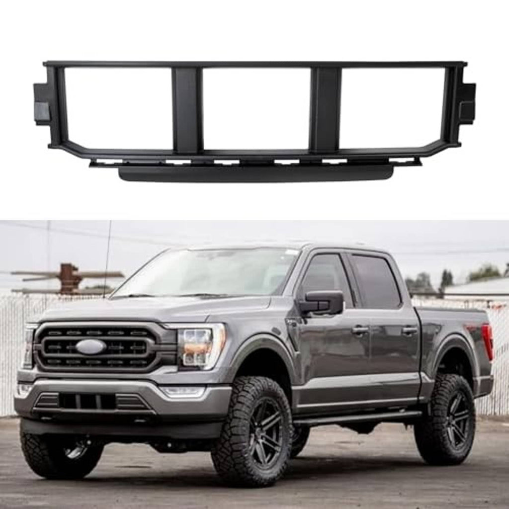 Front bumper grille insert in black with vertical slats and integrated brackets