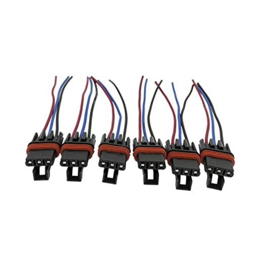 Pulse power plug pigtail connectors, 6-pack, black housings with red/blue wires