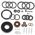 Floor jack seal kit with black rings, washers, pins, spring, and metal balls
