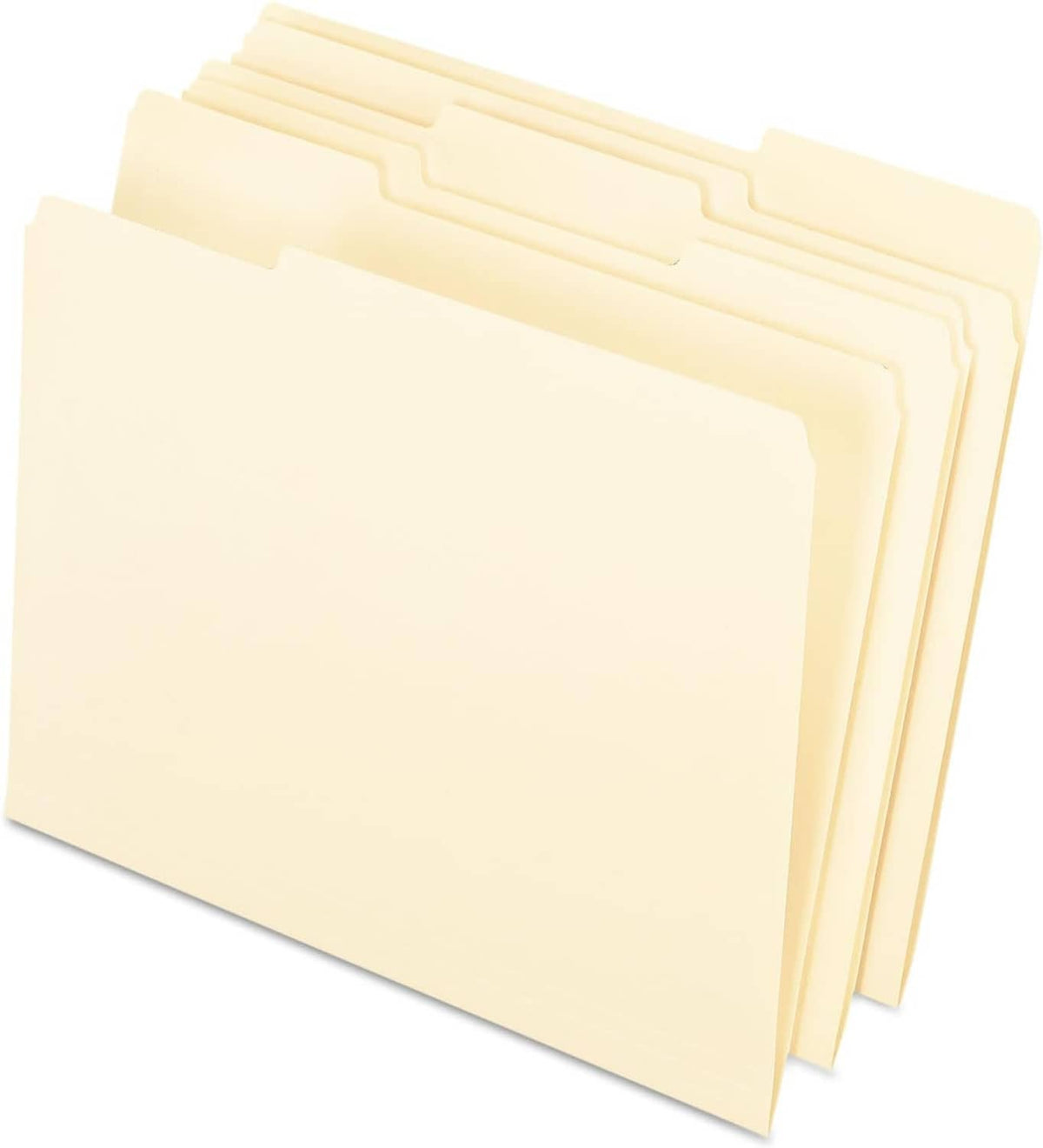Manila interior folders with 1/3 cut tab, letter-size, neat stack perspective