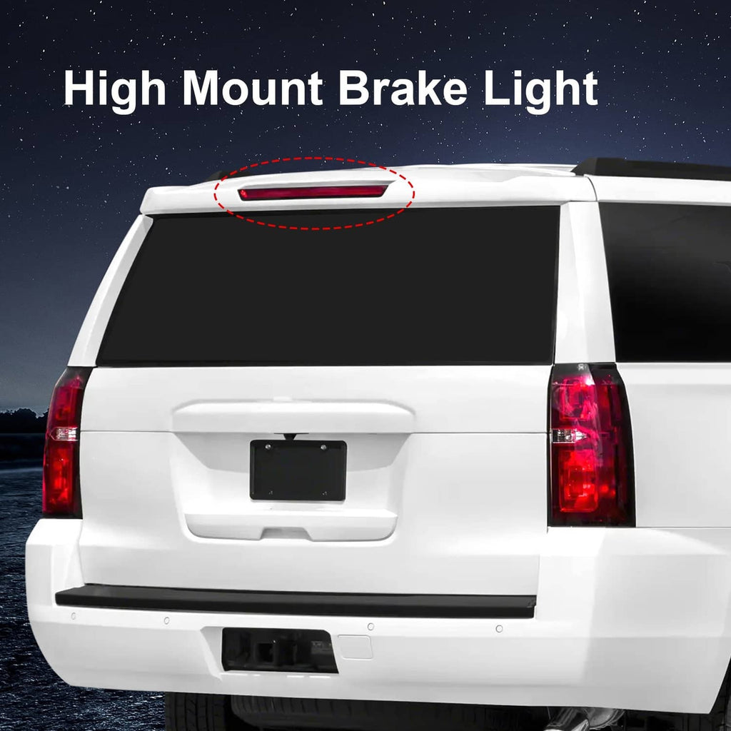 High-mount brake light with red LED strip on rear hatch