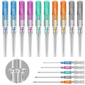 Mixed hollow piercing needles set, assorted colors with clear cannula and metal needle tips