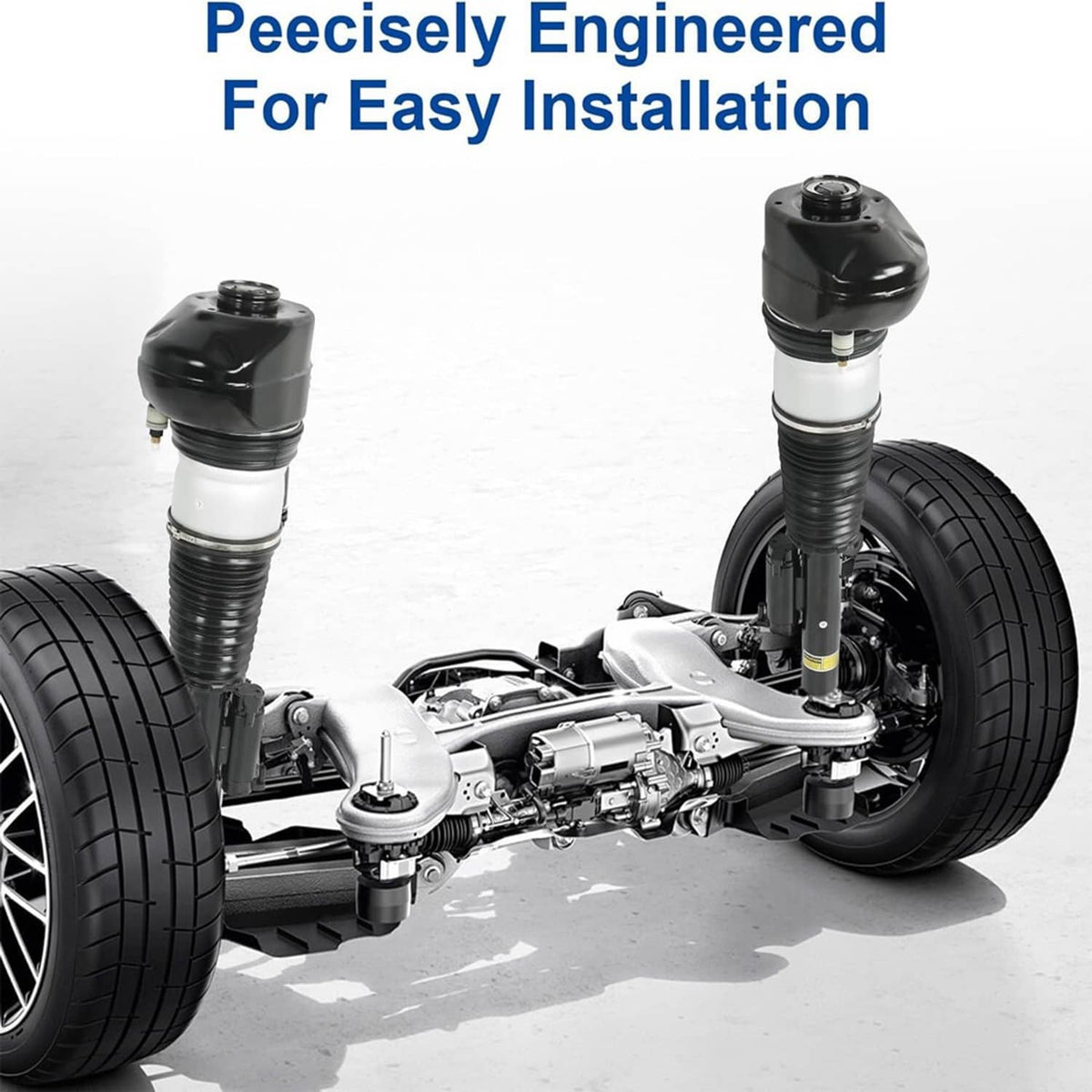 Air suspension struts installed on a vehicle chassis, showing two units and spring columns.