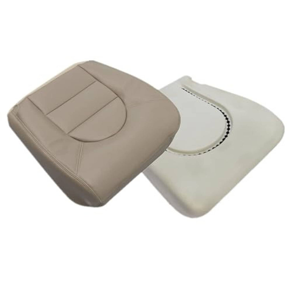 Tan and light-cream two-piece seat bottom replacement cover with foam cushion