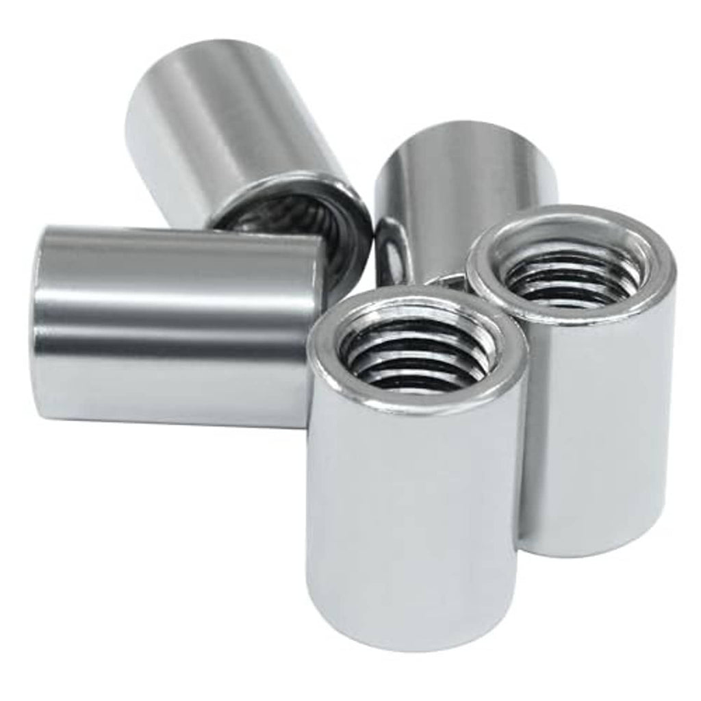 Stainless steel cylindrical sleeve coupling nuts with internal threaded openings, set