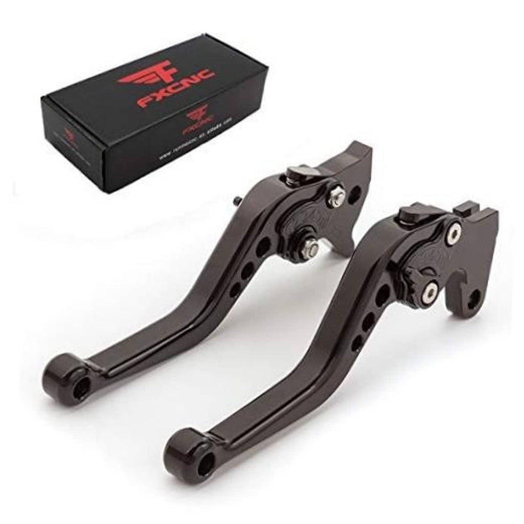 Black CNC aluminum adjustable brake clutch levers set with matching hardware