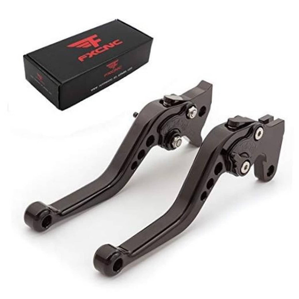 Black CNC aluminum adjustable brake clutch levers set with matching hardware