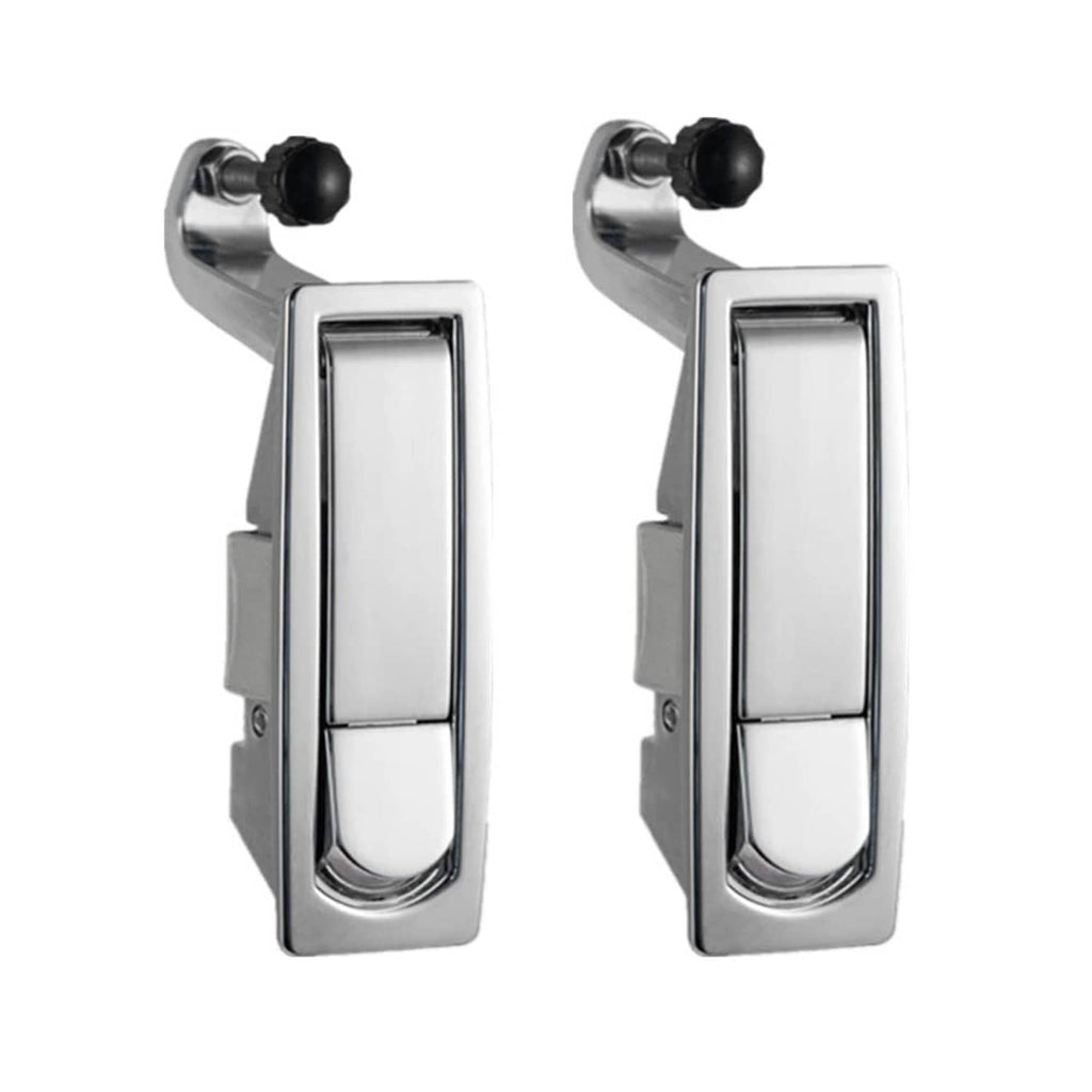 Silver latch lock trigger with black knob and metal catch plate (2-pack)