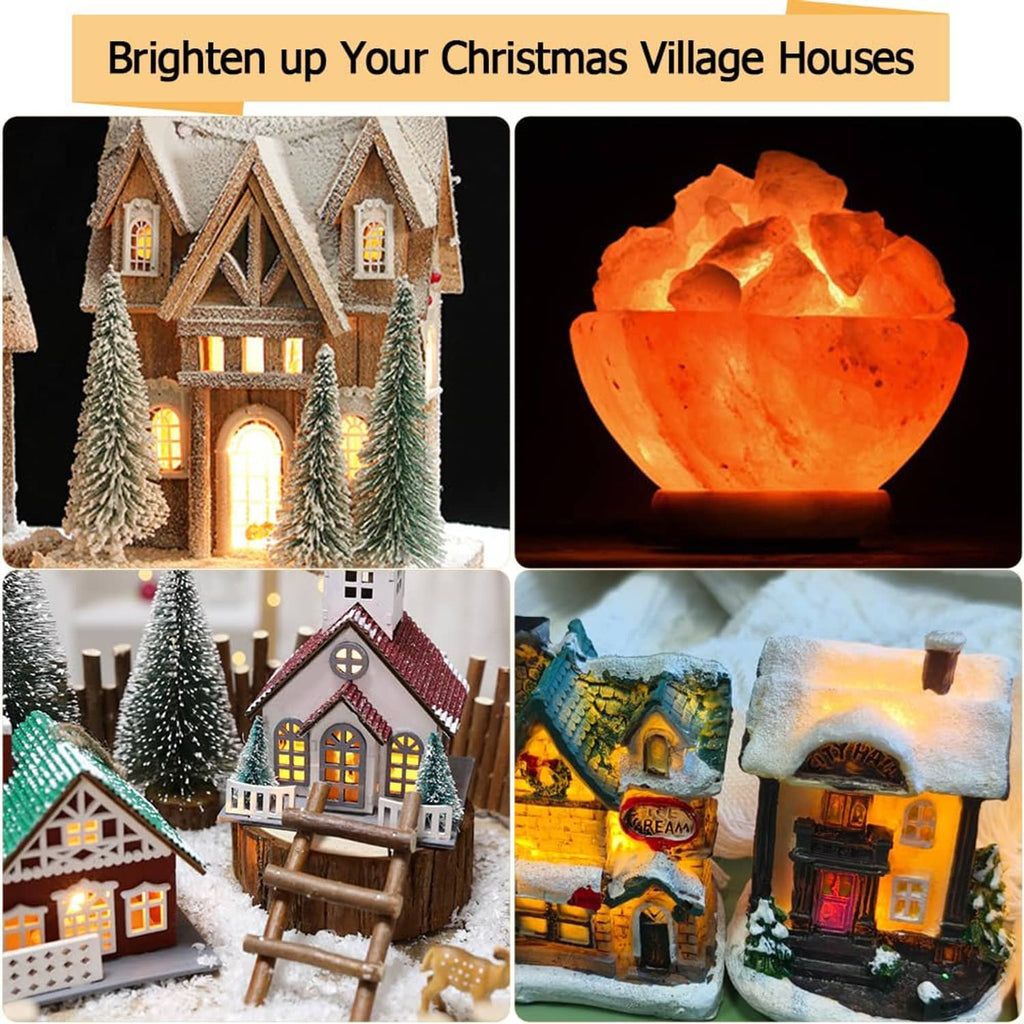 Warm C7 LED house lights display for Christmas village decor.