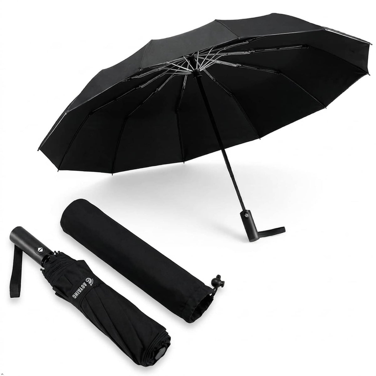 RivetOak GAOYAING 46 Inch Large Automatic Rain Umbrella - 46 Inches, 46 Inches Black