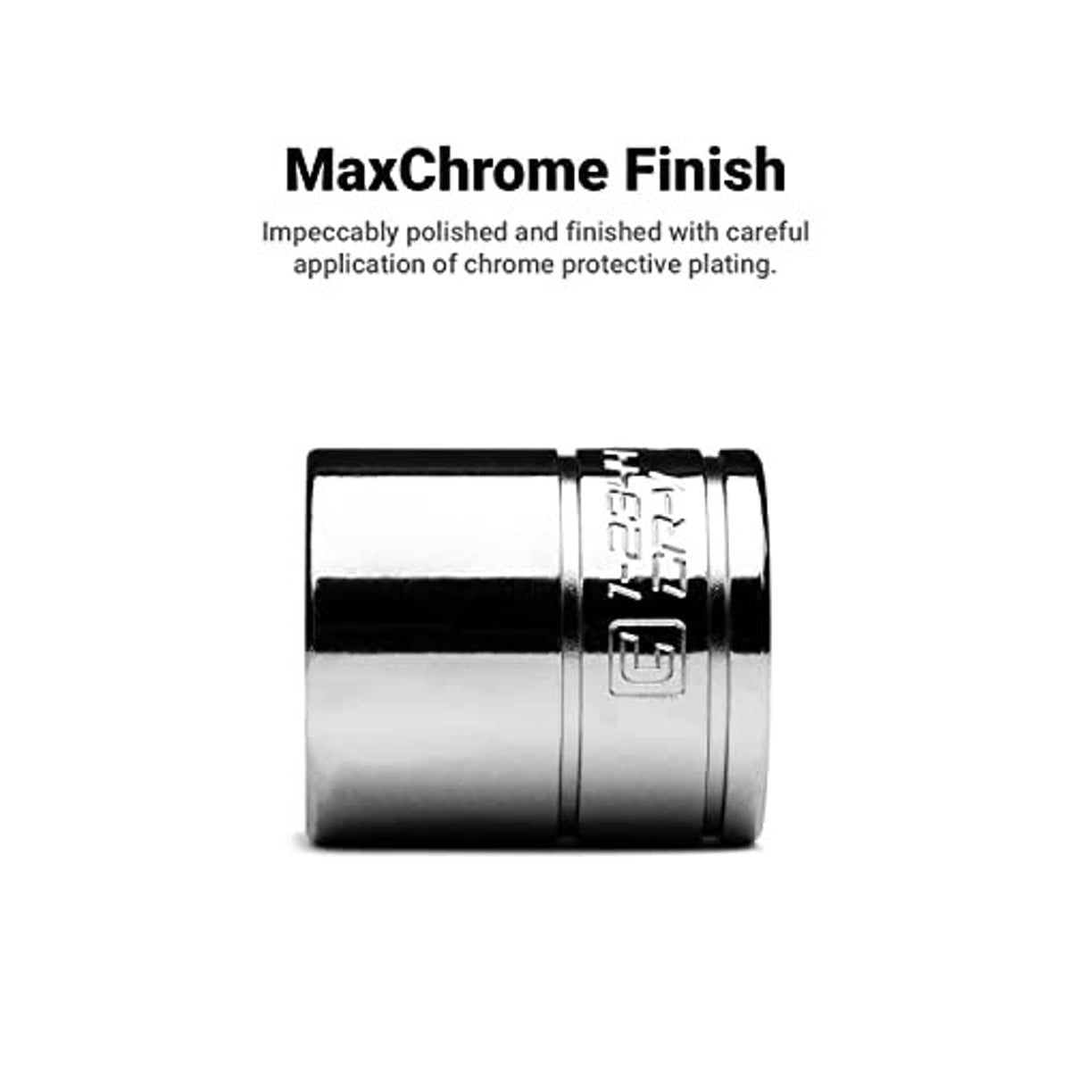 Chrome shallow socket with protective-plated finish, 12-point opening