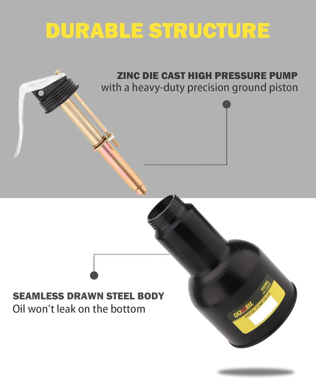 Durable metal oil oiler with zinc die-cast high pressure pump and steel body