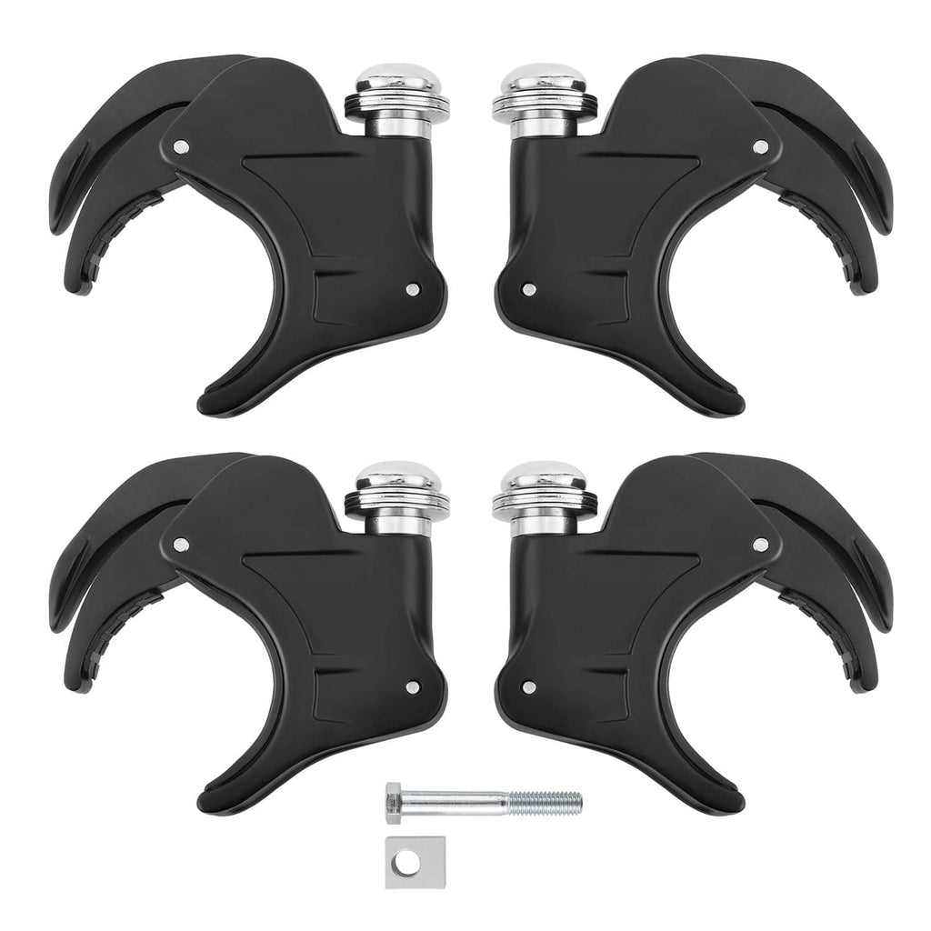 Set of black quarter headlight fairings with brackets, screws, and 49mm clamps